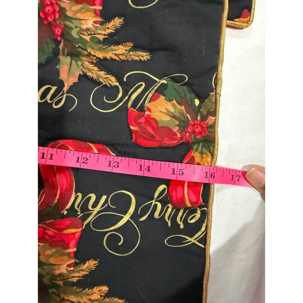 Biencarlo Merry Christmas Pillow Covers Set of 2 Black Red Gold Holly 16x16‎